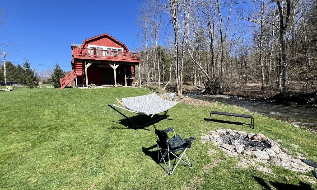 Sandgate Cabin | Tranquil Cabin Hideaway with Firepit and Riverfront Views on the Green River in Vermont