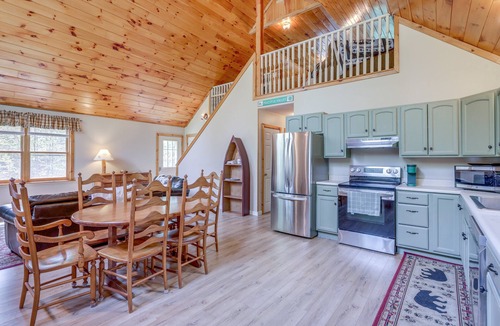 Warrensburg Cabin | 2BR+Loft Cabin—Summer Getaway with Patio,Firepit Near Lake George &Gore Mountain