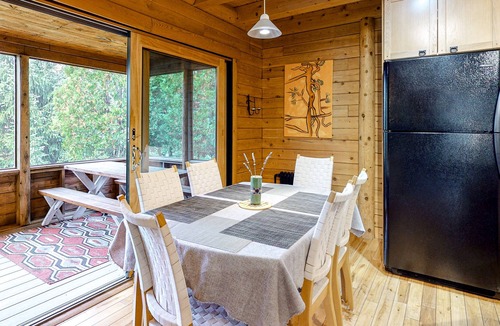 Boothbay Cabin | Charming, Lakefront Cabin with a Fireplace, Wood Stove, Kayaks, & Sandy Beach