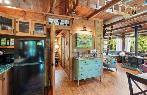 Eureka Springs Cabin | 🐠COZY LAKEVIEW CABIN🌲 - Jetted Tub, Fireplace, WiFi + 3 miles to Dwtn Eureka