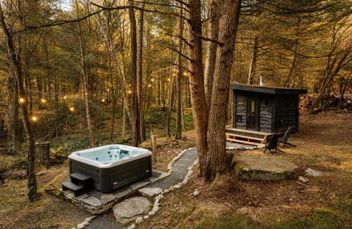 Cochecton House | Creekside Modern Cabin Sauna Hot Tub Niksen Den