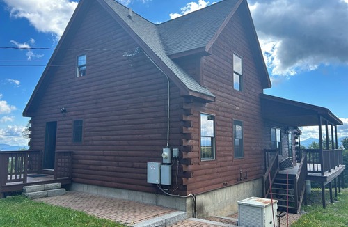 Franklin County Ski Chalet | High View Lodge, log chalet with unparalleled views of Western Maine Mountains