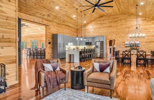 White Haven Cabin | Indoor Pool + Game Rooms + Sports Court + Hot Tub + Golf Sim | Grand Timber