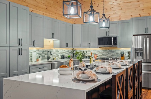 White Haven Cabin | Indoor Pool + Game Rooms + Sports Court + Hot Tub + Golf Sim | Grand Timber