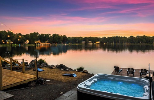 Tobyhanna House | Lakefront! Private Dock, Hot Tub, Kayaks, Fire Pit, Pool, Games