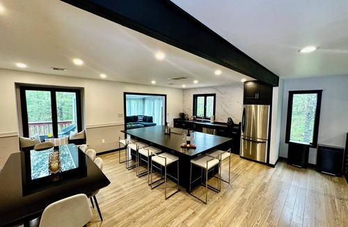 Long Pond House | Poconos Getaway with Game Rooms Theater & Hot Tub