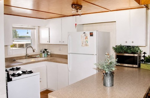 Bath House | Quiet Lakefront Cabin · Private Dock and Firepit