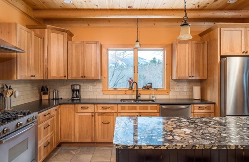 Sunday River Area House | Rediker Retreat- Authentic Riverfront Luxury Log Home