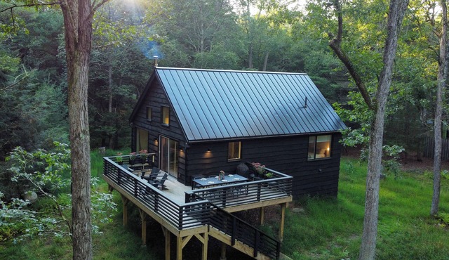 Charming 3-bedroom cabin with deck, sauna, fitness room in Eldred