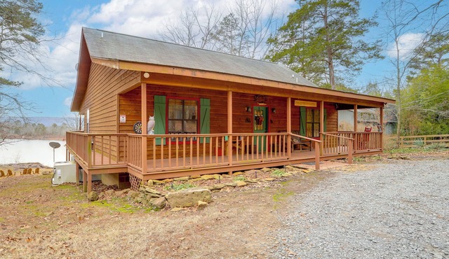 Deck & Fire Pit: Waterfront Cabin in Greers Ferry!