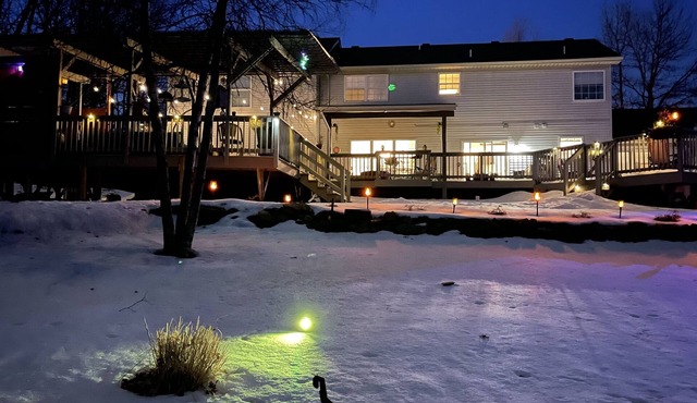 Deck house with pool and outdoor hot tub