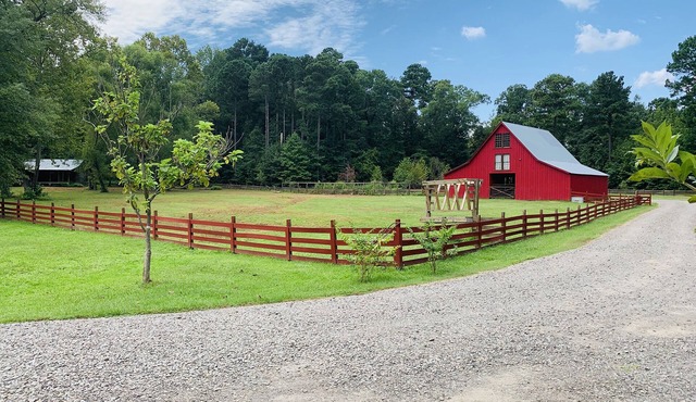 Elegant Barn king bed near crater of diamonds