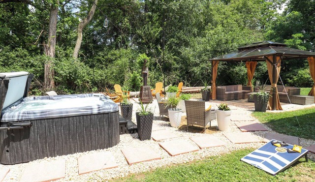 Historic York Schoolhouse Retreat | Hot Tub Game Room Fire Pit Sleeps 9