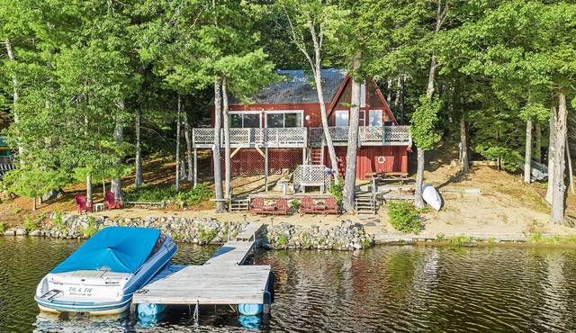 Lakefront Sunset-Facing Cottage Private Beach-Dock Great Fishing Barrington, NH