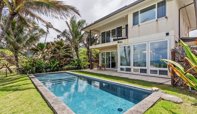 Luxury Laie Beachfront Estate w/Private Pool, Spacious Living & Ocean Access