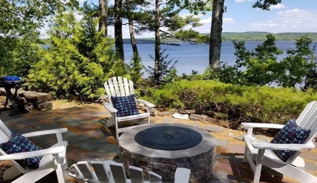 Ocean front Early 20th Century Knotty pine Cabin on scenic Penobscot Bay