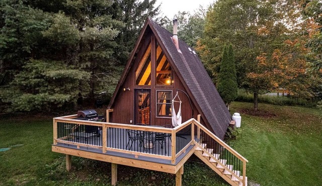 Peaceful A-Frame Retreat with Pond & Private Woodland Escape in Margaretville, New York