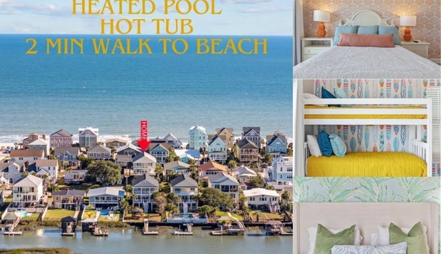 Spacious 3rd Row Beach House with a Heated Pool & Hot Tub in Murrells Inlet