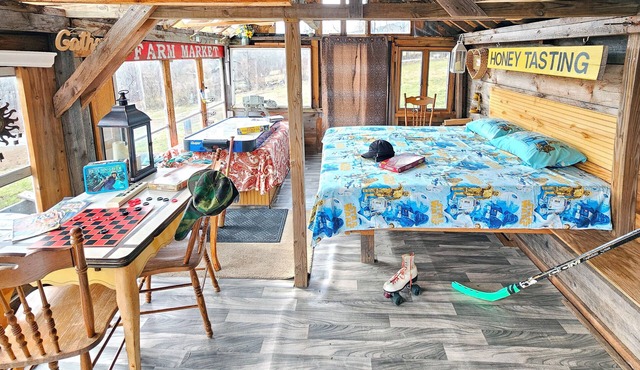 Strange Catskills Glamp Barn from 1986 w. Hot Tub + Real Shower & Kitchen